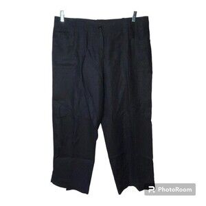 Talbots Signature 100% Linen Women's Black Wide Leg Pants Size 14
